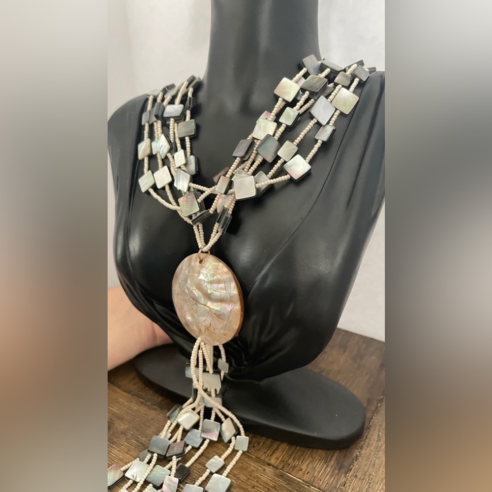 Chicos Shell Beaded Statement Necklace - image 4